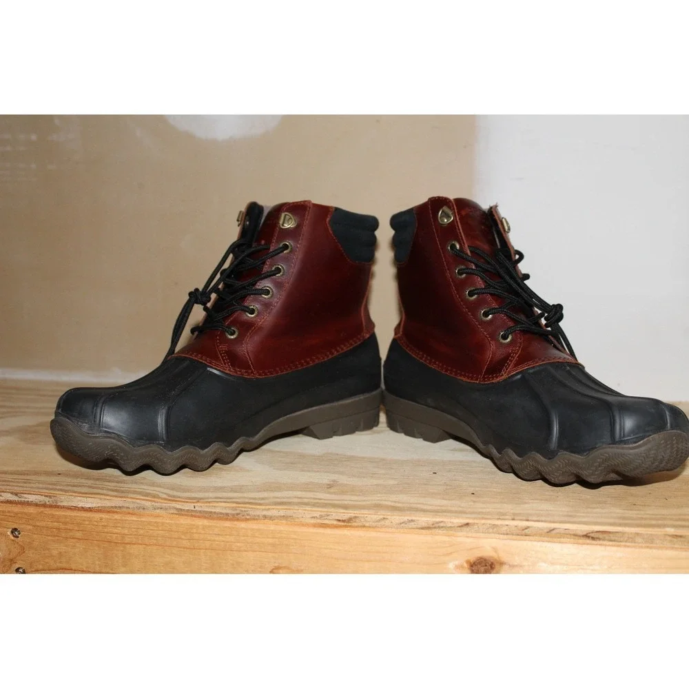 Sperry Top-Sider Avenue Duck Boots Mens 10.5 Brown‎ Black Leather STS10548